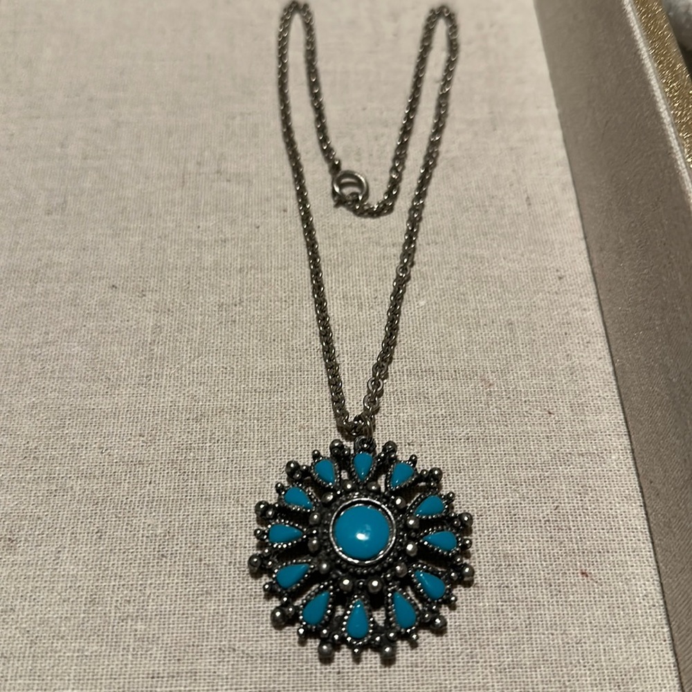Vintage nYt Silver & Turquoise Necklace